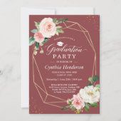 Elegante Burgundy Gold Floral Graduation Party Einladung (Vorderseite)
