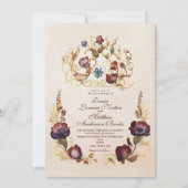 Elegante Burgundy Gold Floral Wedding Einladung (Vorderseite)