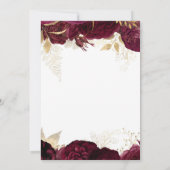 Elegante Burgundy Gold Floral Wedding Einladung (Rückseite)