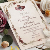 Elegante Burgundy Gold Floral Wedding Einladung