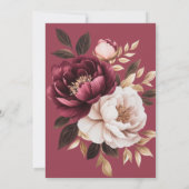 Elegante Burgundy Gold Floral Wedding Einladung (Rückseite)