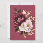 Elegante Burgundy Gold Floral Wedding Einladung (Rückseite)