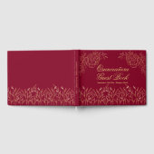 Elegante Burgundy Gold Kontur Quinceanera Gästebuch (Voll)