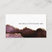 Elegante Burgundy Gold Marble Agate Abstrakt Visitenkarte (Vorderseite)