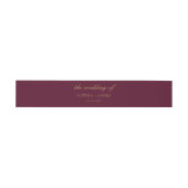Elegante Burgundy Gold Minimalistisch Wedding Einladungsbanderole (Flach)