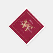 Elegante Burgundy Gold Monogram Names Chic Wedding Serviette (Ecke)