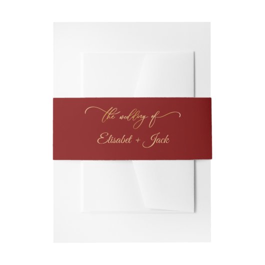 Elegante Burgundy & Gold Monogram Wedding Einladungsbanderole (Vorderseite Beispiel)