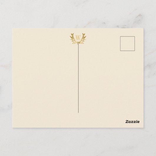 Elegante Burgundy Gold Monogram Wedding Postkarte (Rückseite)