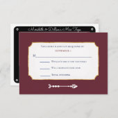 Elegante Burgundy Gold Music Mix Request Wedding RSVP Karte (Vorne/Hinten)