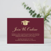 Elegante Burgundy Gold Online Graduation Party Einladung (Stehend Vorderseite)
