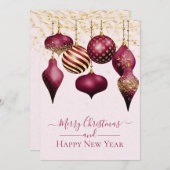 Elegante Burgundy Gold Ornaments Weihnachtskarte (Vorne/Hinten)