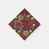 Elegante Burgundy & Gold Poinsettia Dekoupage Serviette (Ecke)