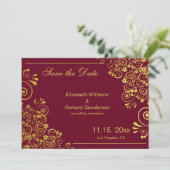 Elegante Burgundy Gold Save the Date Hochzeit (Stehend Vorderseite)