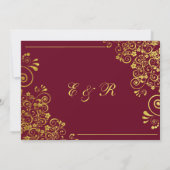Elegante Burgundy Gold Save the Date Hochzeit (Rückseite)