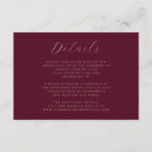 Elegante Burgundy Gold Script Wedding Begleitkarte (Vorderseite)