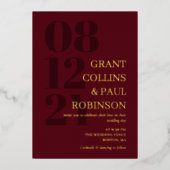 Elegante Burgundy & Gold Typografie Folieneinladung (Vorderseite)