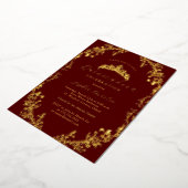 Elegante Burgundy Gold Vintag Quinceanera Folieneinladung (Gedreht)
