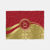 Elegante Burgundy & Gold Vintage Blütendampfer 2 Fleecedecke (Vorderseite (Horizontal))