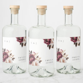 Elegante Burgundy Gold Wedding Alkoholflaschenetikett