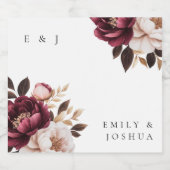 Elegante Burgundy Gold Wedding Alkoholflaschenetikett (Einzelnes Label)