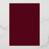 Elegante Burgundy Gold Wedding Foil Einladung (Rückseite)