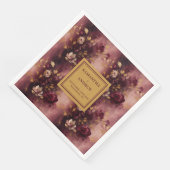 Elegante Burgundy Gold Wedding Napkins mit Rose Serviette (Ecke)