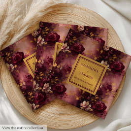 Elegante Burgundy Gold Wedding Napkins mit Rose Serviette