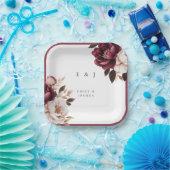 Elegante Burgundy Gold Wedding Pappteller (Party)