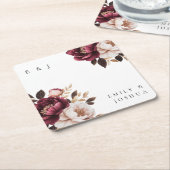 Elegante Burgundy Gold Wedding Rechteckiger Pappuntersetzer (angewinkelt)