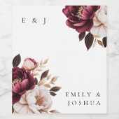 Elegante Burgundy Gold Wedding Weinetikett (Einzelnes Label)