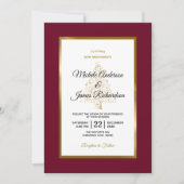 Elegante Burgundy Gold Winter Holiday Wedding Einladung (Vorderseite)