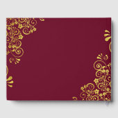 Elegante Burgundy Gold Wirbel Script Wedding Gästebuch (Rückseite)