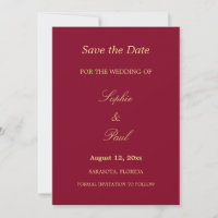 Elegante Burgundy Golden Beige Save the Date