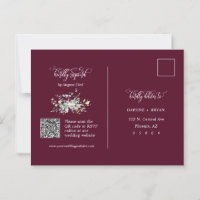 Elegante Burgundy Green Blätter QR Code Address UA