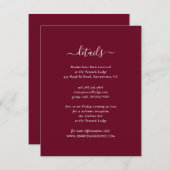 Elegante Burgundy Guest Information Cards Begleitkarte (Vorne/Hinten)