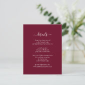 Elegante Burgundy Guest Information Cards Begleitkarte (Stehend Vorderseite)