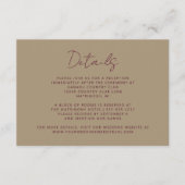 Elegante Burgundy Handwriting Gold Wedding Begleitkarte (Vorderseite)