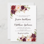 Elegante burgundy-Hochzeit Einladung (Vorderseite)