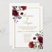 Elegante Burgundy Hochzeit Einladung auf Spanisch (Vorne/Hinten)