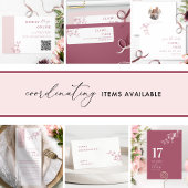 Elegante Burgundy Hochzeit mit/ohne Mahlzeit RSVP Karte