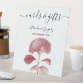 Elegante Burgundy Hydrangea Hochzeitskarten & Gesc Sockelschild (In Situ)