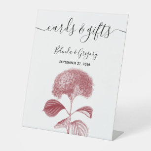 Elegante Burgundy Hydrangea Hochzeitskarten & Gesc Sockelschild