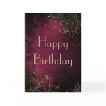 Elegante Burgundy & Imitats Gold Geburtstagskarte