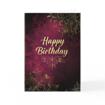 Elegante Burgundy & Imitats Gold Geburtstagskarte
