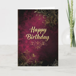 Elegante Burgundy & Imitats Gold Geburtstagskarte Einladung