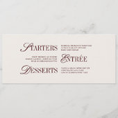 Elegante Burgundy & Ivory Wedding Dinner Karte (Rückseite)