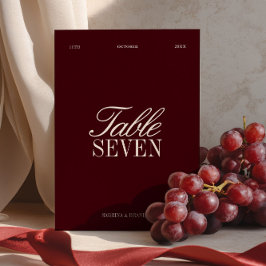 Elegante Burgundy & Ivory Wedding Tischnummer