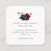 Elegante Burgundy & Marble Wasserfarben-Marine Quadratische Visitenkarte (Rückseite)