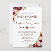 Elegante Burgundy Marsala Floral Fall Baby Shower Einladung (Vorderseite)