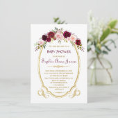Elegante Burgundy Marsala Floral Fall Baby Shower Einladung (Stehend Vorderseite)